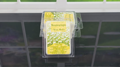 Meadowlight wax melts packaging on a tiled surface