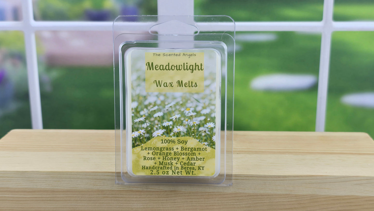 Meadowlight wax melts handmade by The Scented Angels – citrus honey floral fragrance