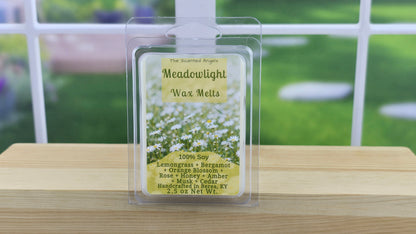 Meadowlight wax melts handmade by The Scented Angels – citrus honey floral fragrance