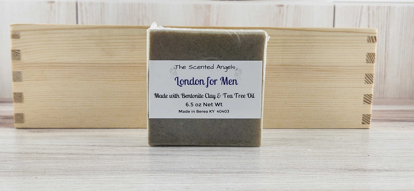 Men's Tea Tree & Clay Bar Soap - London For Men Scented The Scented Angels Bar Soap