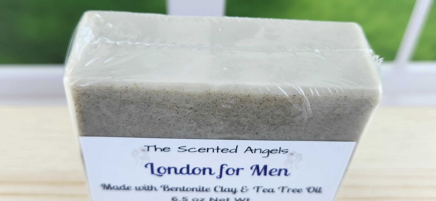 Men's Tea Tree & Clay Bar Soap - London For Men Scented The Scented Angels Bar Soap