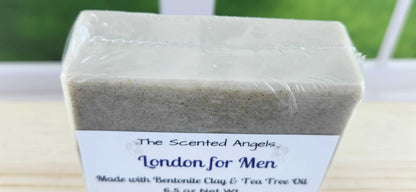 Men's Tea Tree & Clay Bar Soap - London For Men Scented The Scented Angels Bar Soap