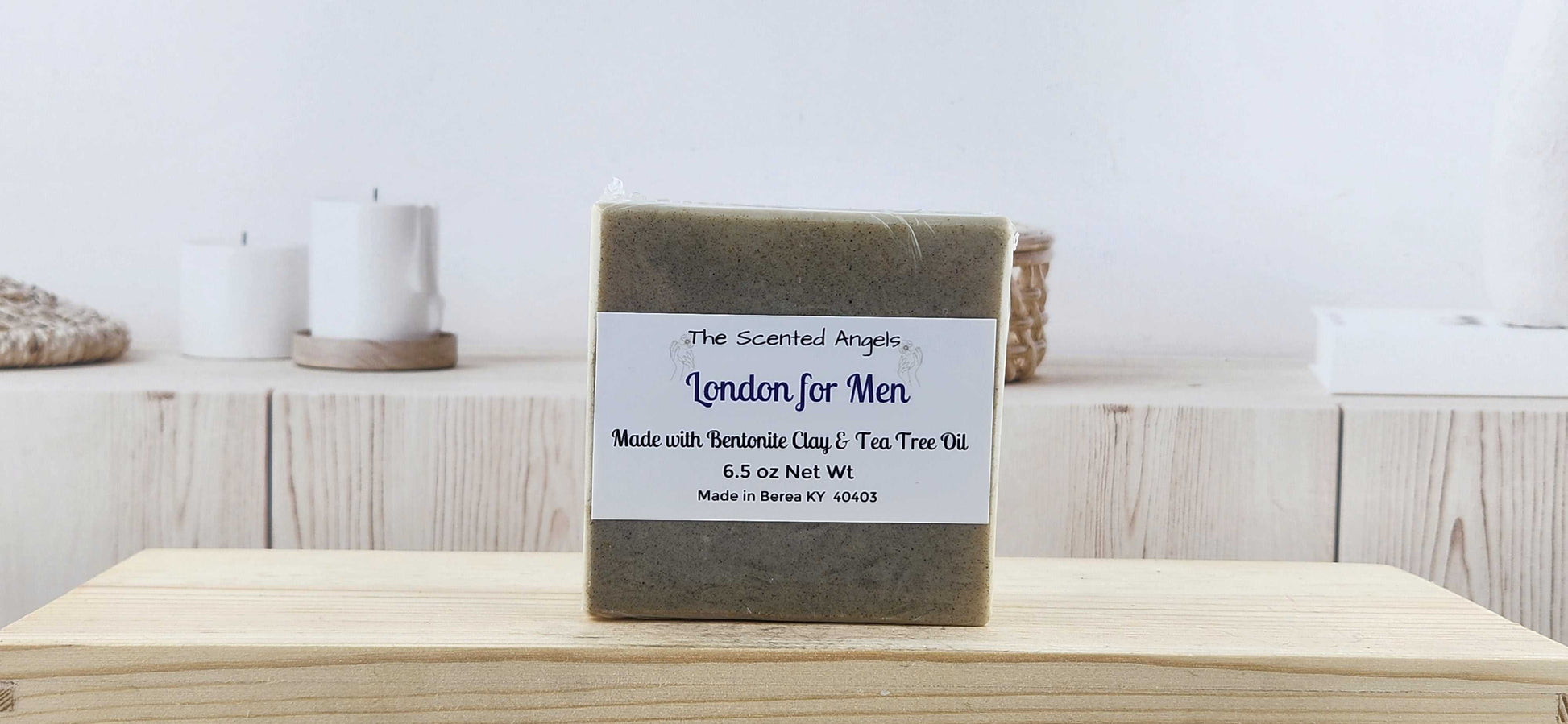 Men's Tea Tree & Clay Bar Soap - London For Men Scented The Scented Angels Bar Soap