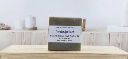 Men's Tea Tree & Clay Bar Soap - London For Men Scented The Scented Angels Bar Soap