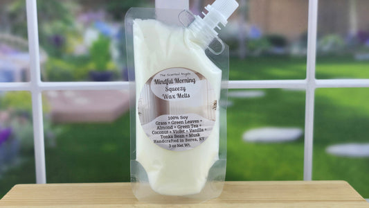 Mindful Morning squeezable wax melts handmade by The Scented Angels – fresh green tea and vanilla fragrance