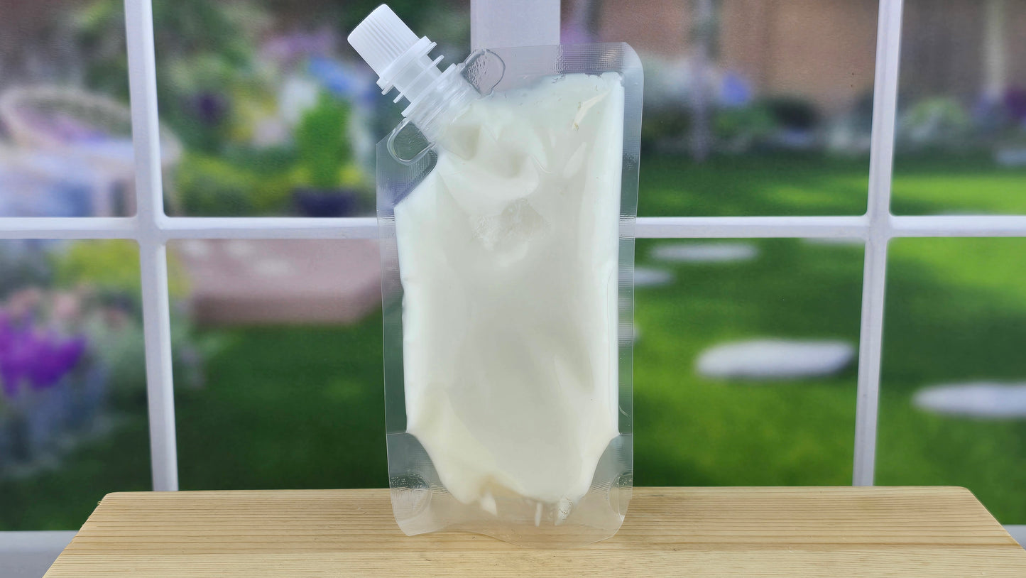 back of mindful morning squeezable wax melt pouch