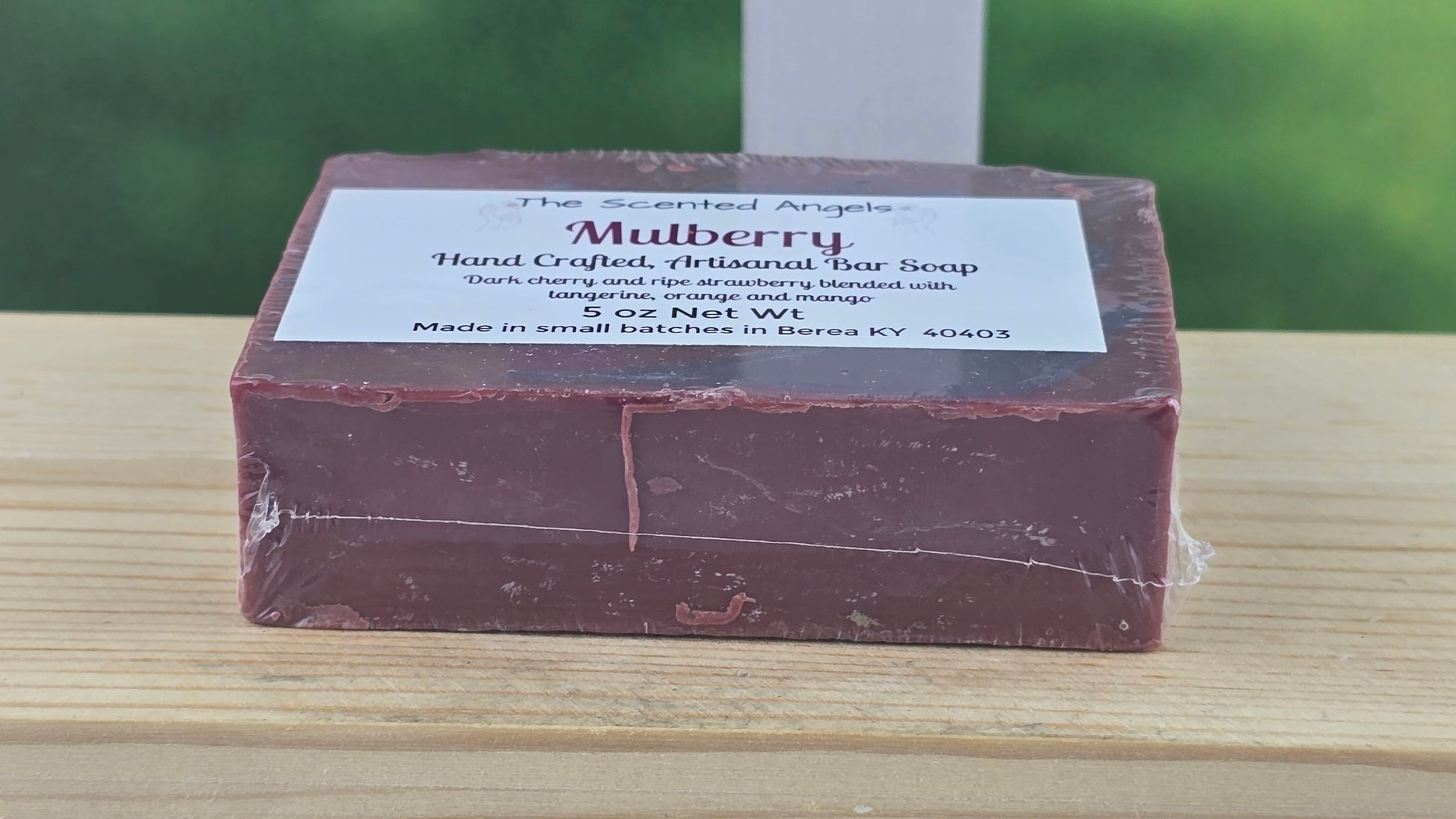 bottom view of mulberry vegan soap