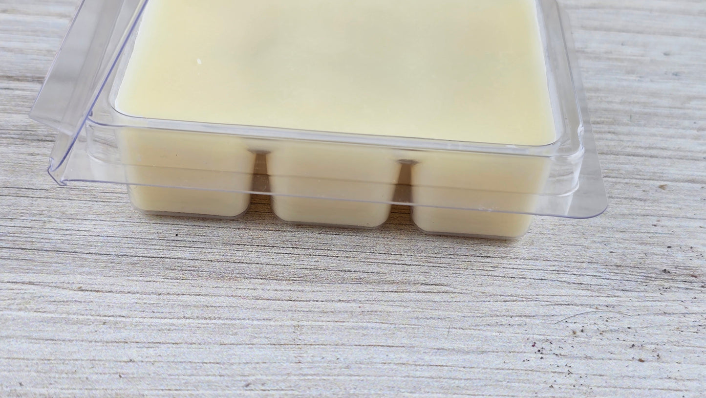 close up of opened clamshell wax melt