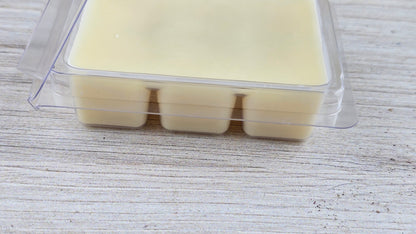 close up of opened clamshell wax melt