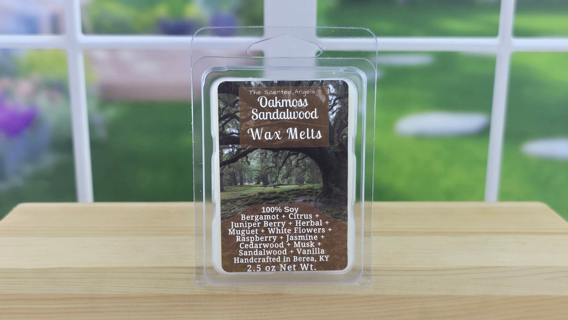 Oakmoss Sandalwood wax melts handmade by The Scented Angels – rich woodsy sandalwood fragrance