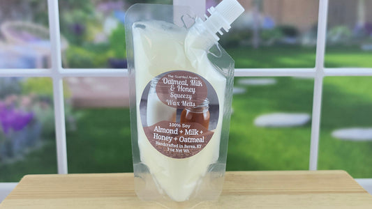 Oatmeal Milk and Honey squeezable wax melts handmade by The Scented Angels – warm comforting honey fragrance