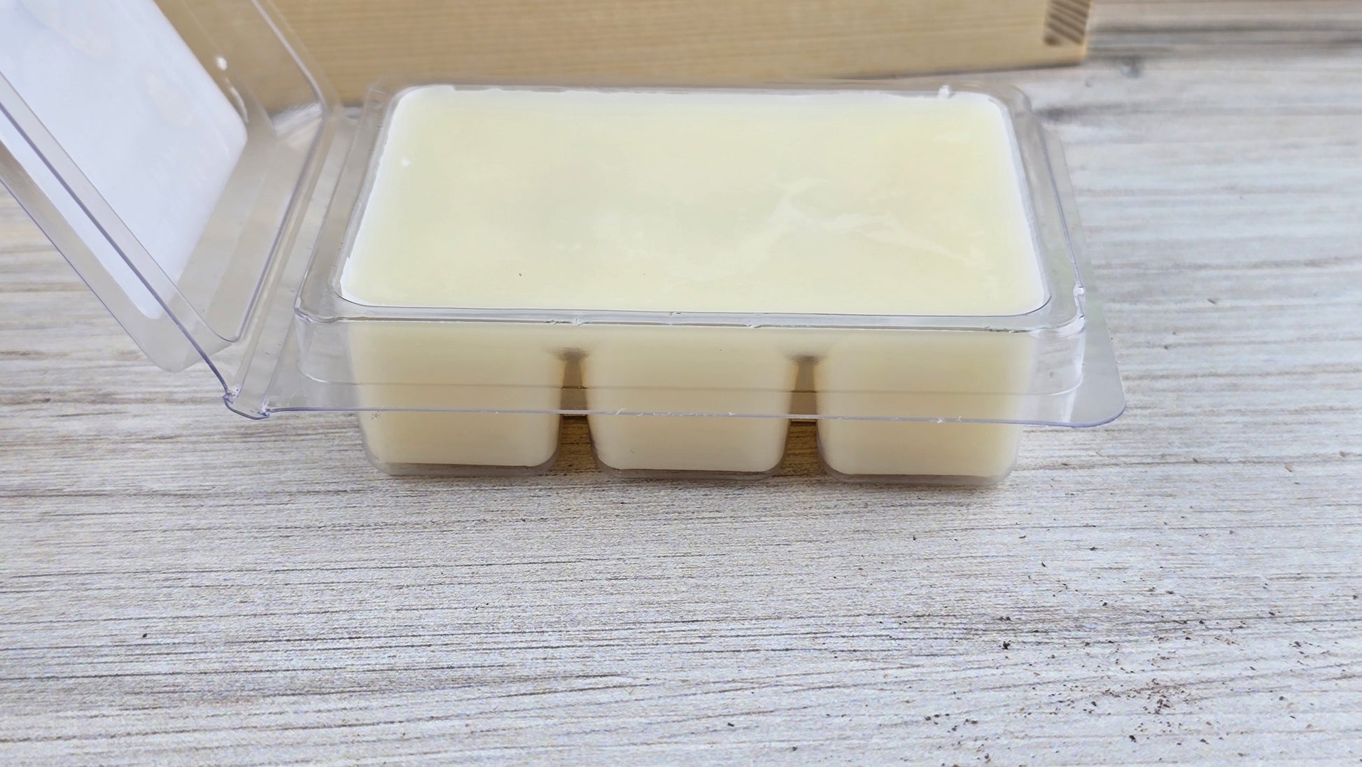 opened clamshell wax melt