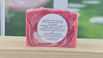back view of peppermint bar soap showing directions for use