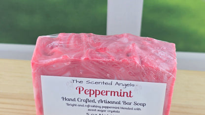 top view of peppermint soap bar