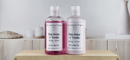 Pink Amber & Vanilla Lotion and Body Wash The Scented Angels Body Wash & Lotion Set