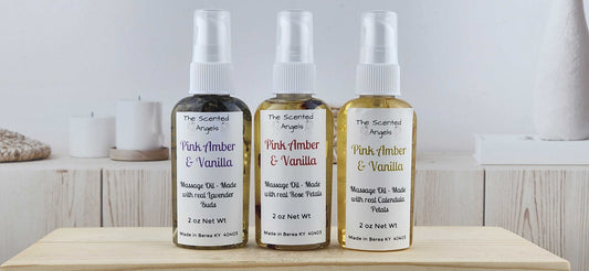 Pink Amber & Vanilla Massage Organic Body Oil - Set, Double, or Single - READ DESCRIPTION NOTES The Scented Angels Body Oil