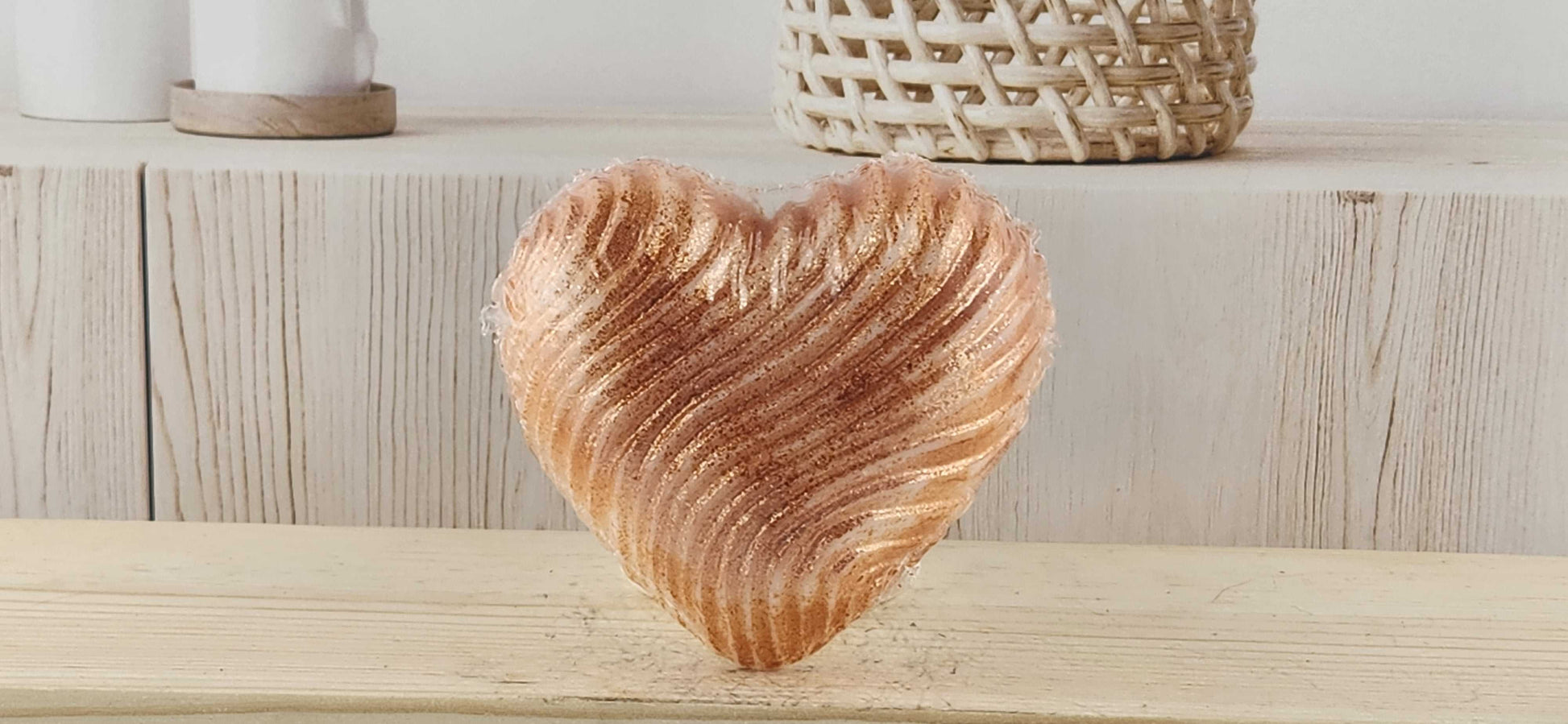 Pink Champagne Textured Heart Soap - with and without color glitter The Scented Angels Bar Soap