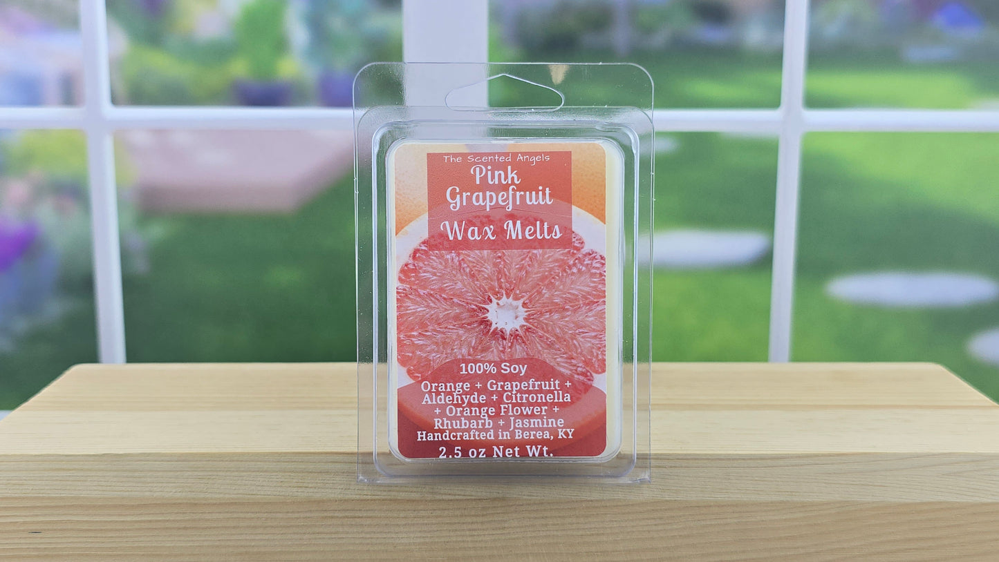 Pink Grapefruit wax melts handmade by The Scented Angels – bright citrus grapefruit fragrance