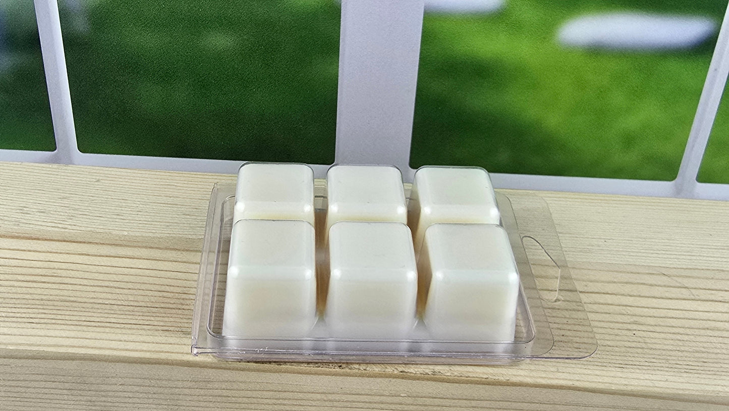 clamshell wax melt package laying upside down