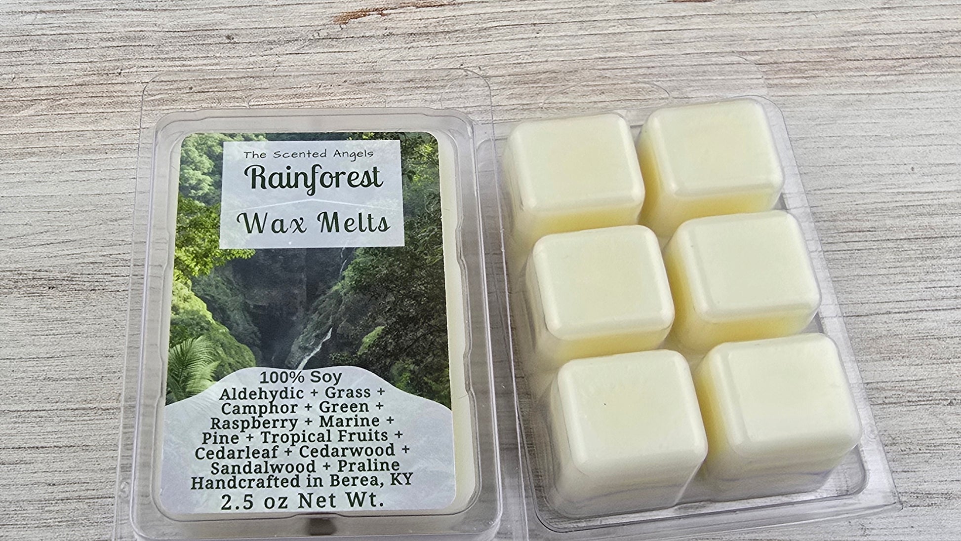 Rainforest wax melts handmade by The Scented Angels – fresh tropical forest fragrance