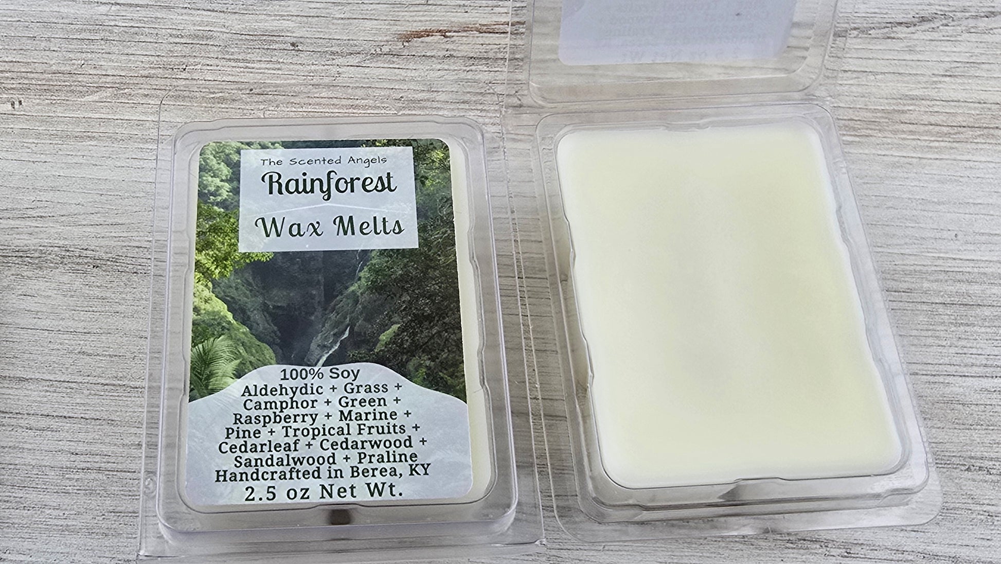 Rainforest wax melts handmade by The Scented Angels – fresh tropical forest fragrance