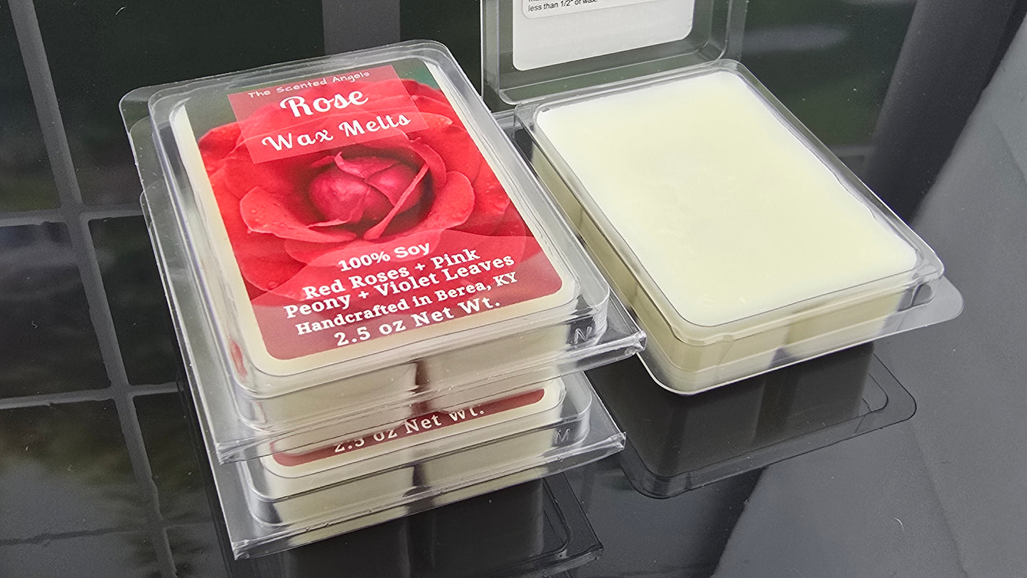Rose wax melts handmade by The Scented Angels – classic blooming rose fragrance