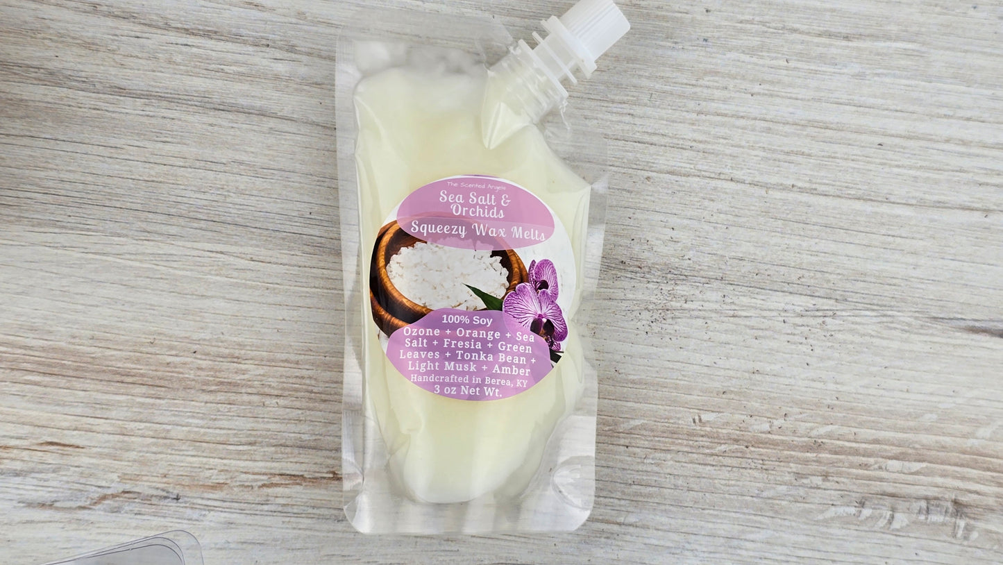 squeezable wax pouch front laying down