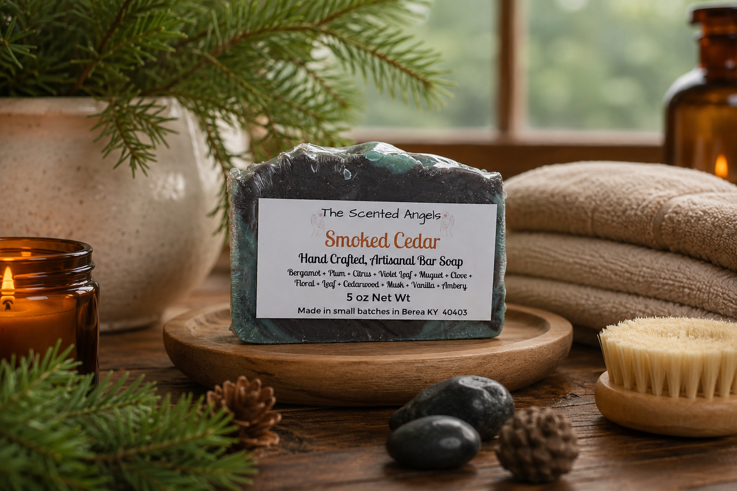 Smoked Cedar Vegan Cold Process Soap Bar | Handmade Artisanal Soap