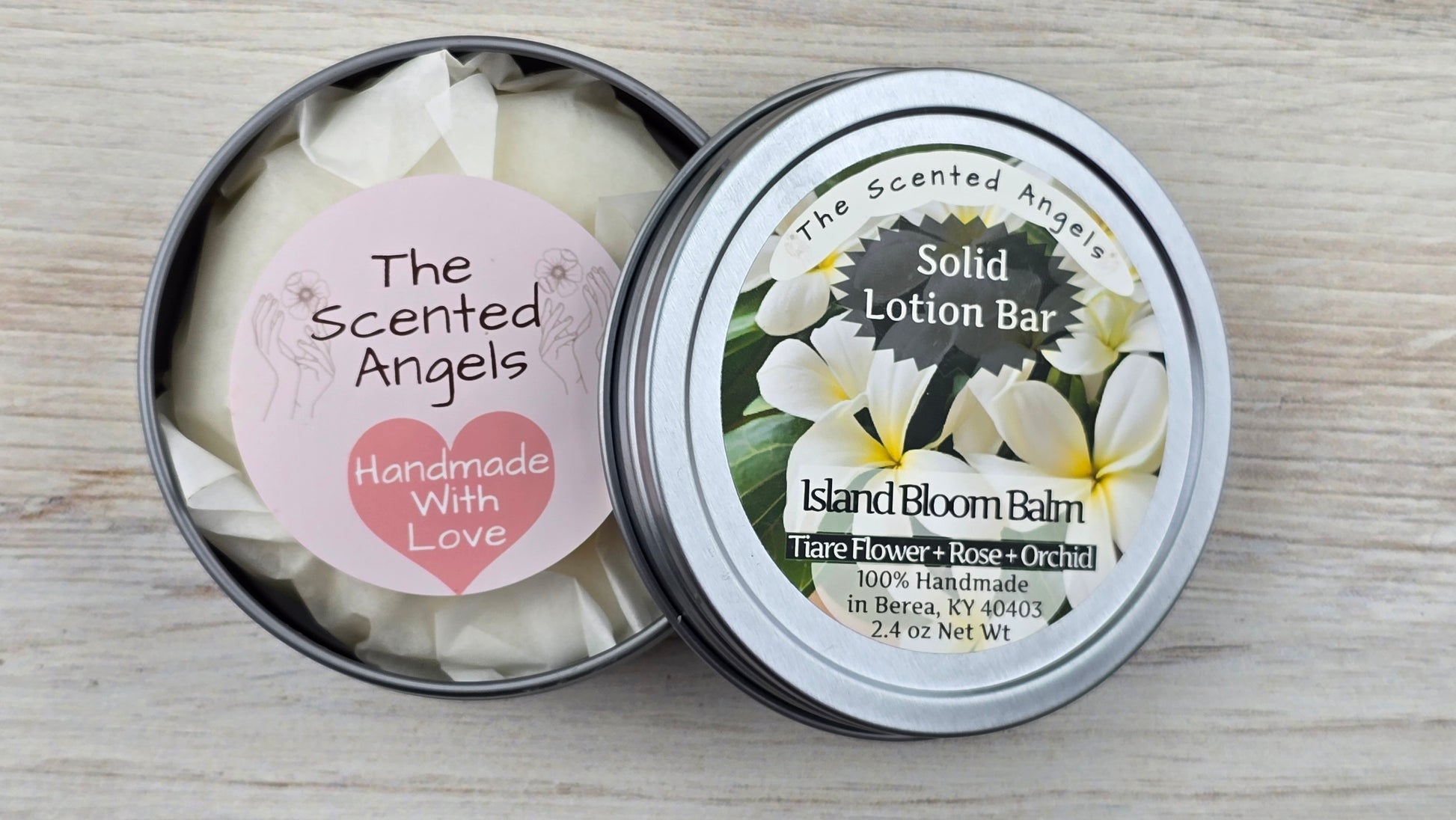 Solid Lotion Bar - Island Bloom Balm packaging photo
