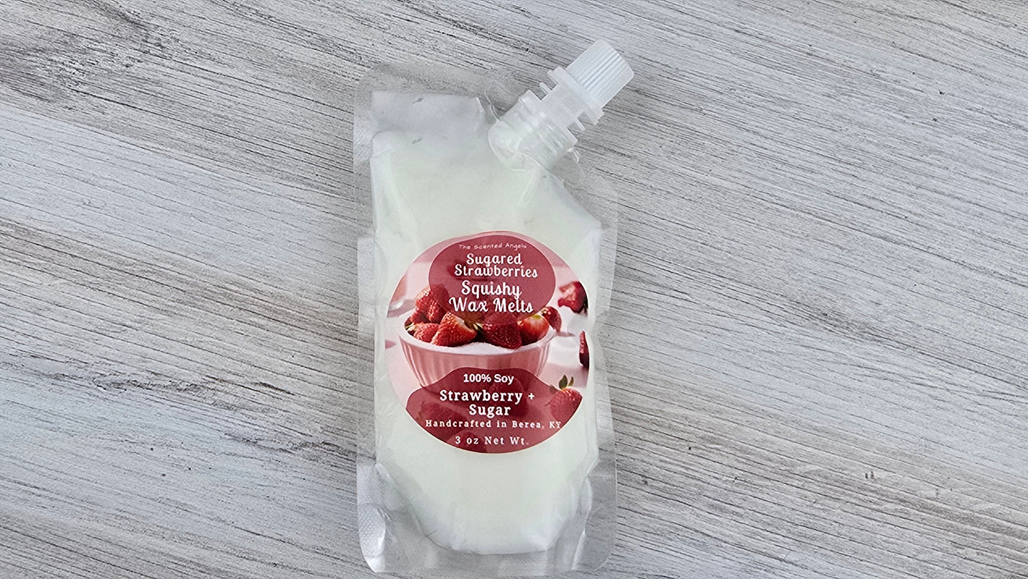 squeezable wax melt pouch laying down