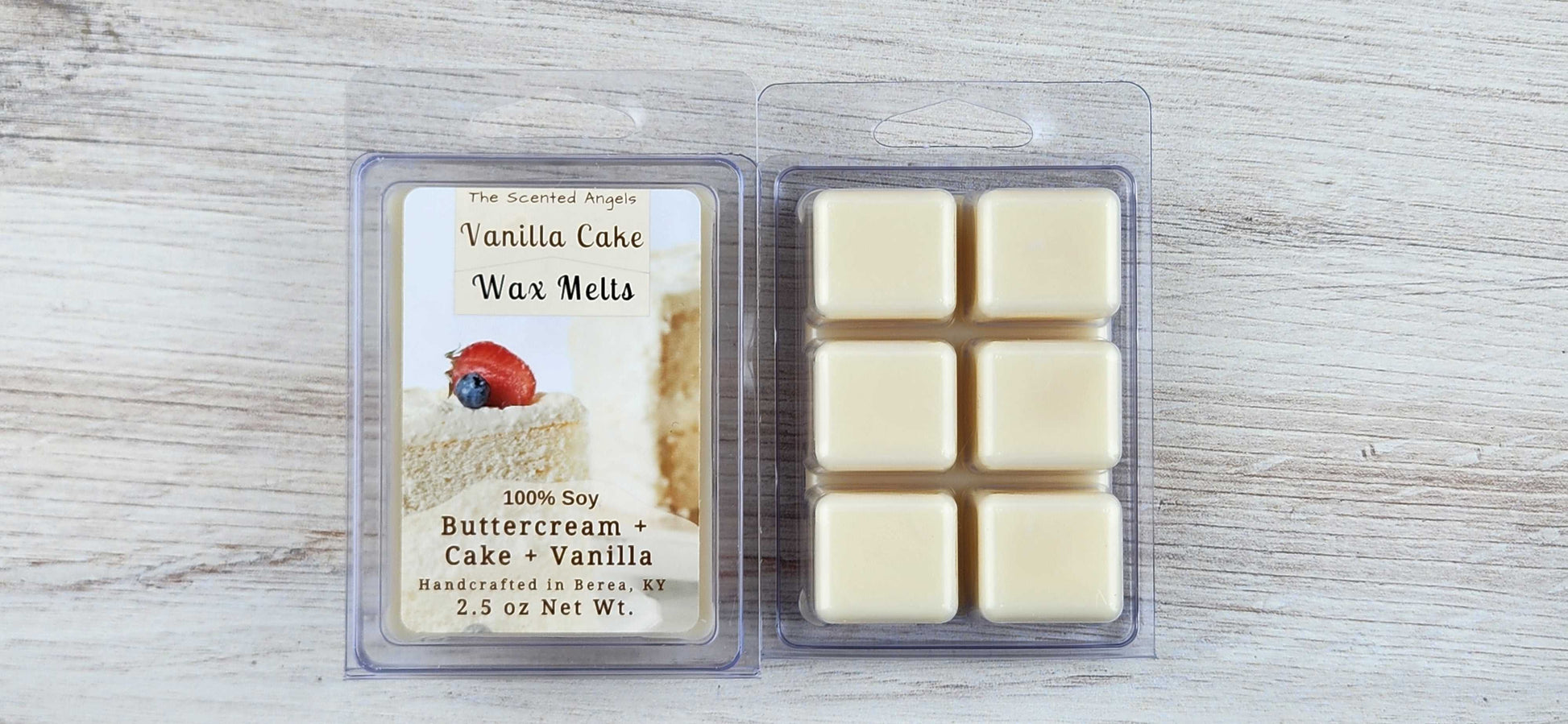 Vanilla Cake -- 100% Soy Wax Melts - 2.5 oz - 6 cubes - Home Fragrance The Scented Angels Wax Melts