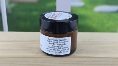 Natural skincare product on a wooden surface
