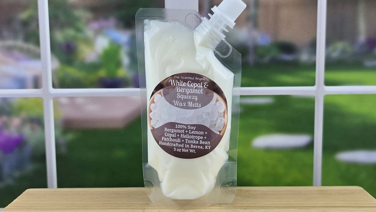 White Copal and Bergamot wax melts handmade by The Scented Angels – fresh citrus and copal fragrance