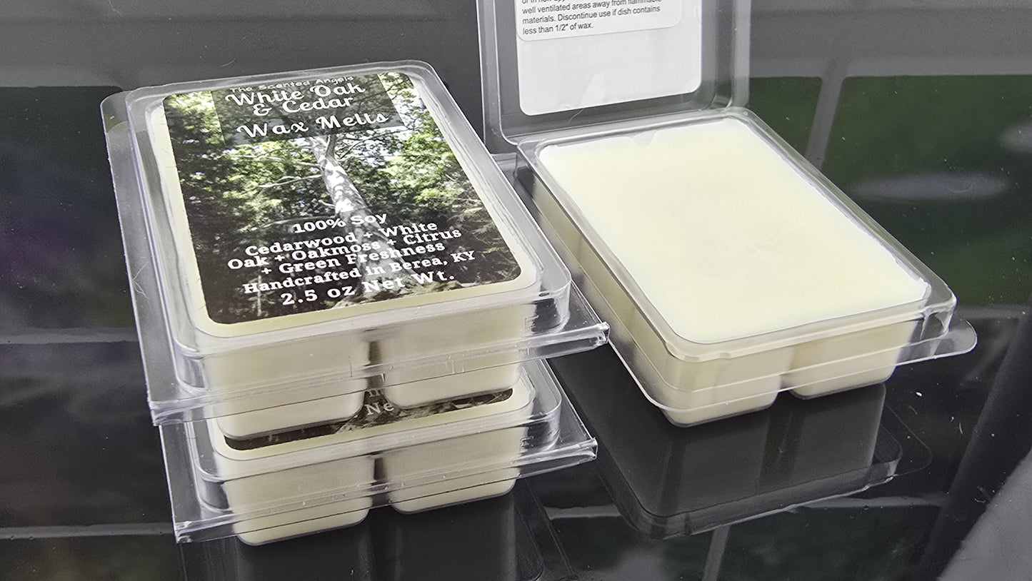 White Oak and Cedar wax melts handmade by The Scented Angels – cedarwood and sandalwood fragrance