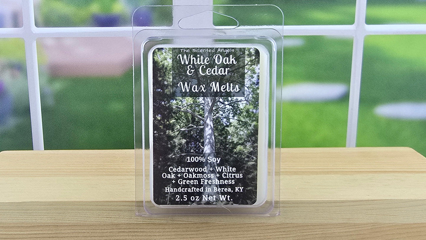 White Oak and Cedar wax melts handmade by The Scented Angels – cedarwood and sandalwood fragrance