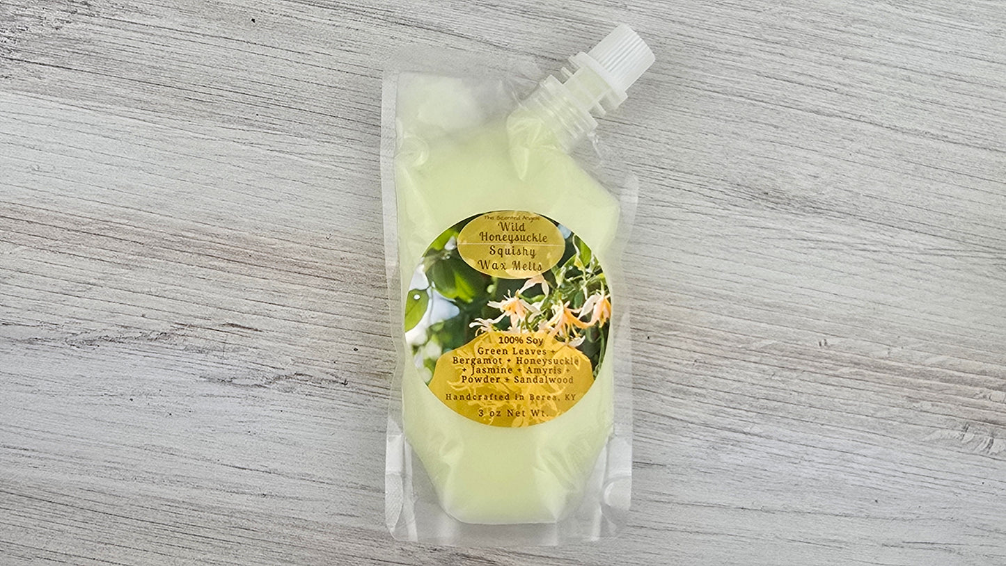 squeezable wax melt pouch laying flat